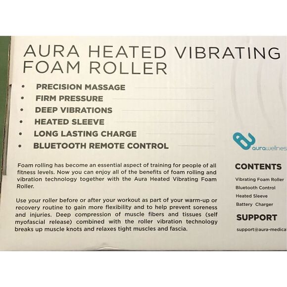 Aura Fitness Heated Vibrating Foam Roller BT Studded Pain Relief Therapy - Picture 15 of 16